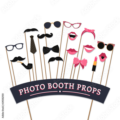 Woman accessories photo booth props vector