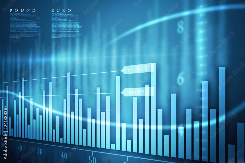 2d rendering Stock market online business concept. business Graph 2d rendering Stock market online business concept. business Graph