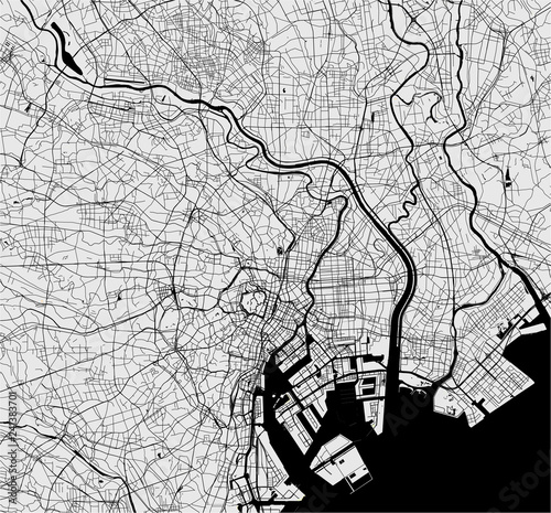 map of the city of Tokyo, Kanto, Island Honshu, Japan photo