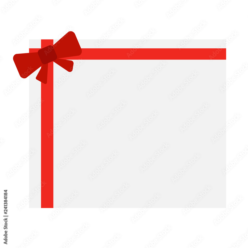Gift cards with bows. Red christmas bow on gift card vector Gift cards with bows. Red christmas bow on gift card vector