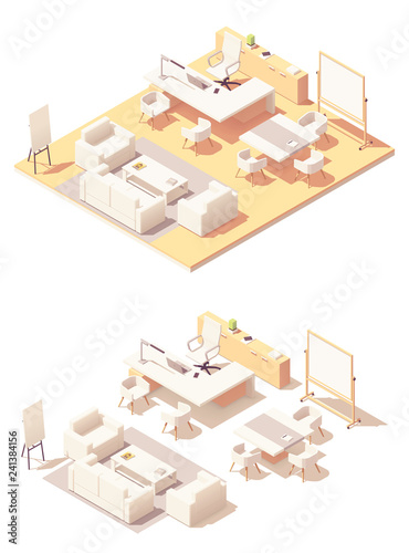 Vector isometric executive office interior