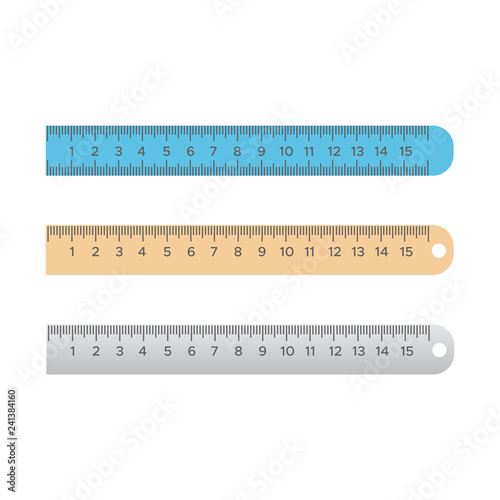 Metric inch rulers set. Metric and inch scale vector