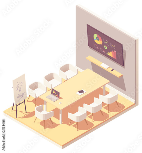 Vector isometric office meeting room interior