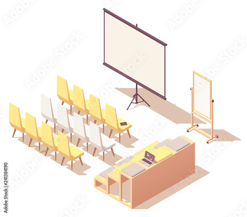 Vector isometric presentation room interior