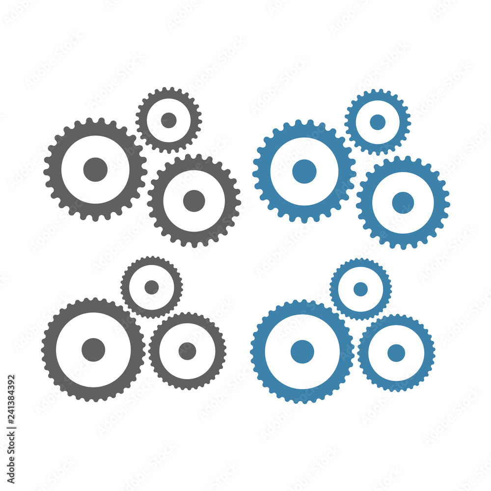 Gears vector icons. Gear wheel machine signs Gears vector icons. Gear wheel machine signs