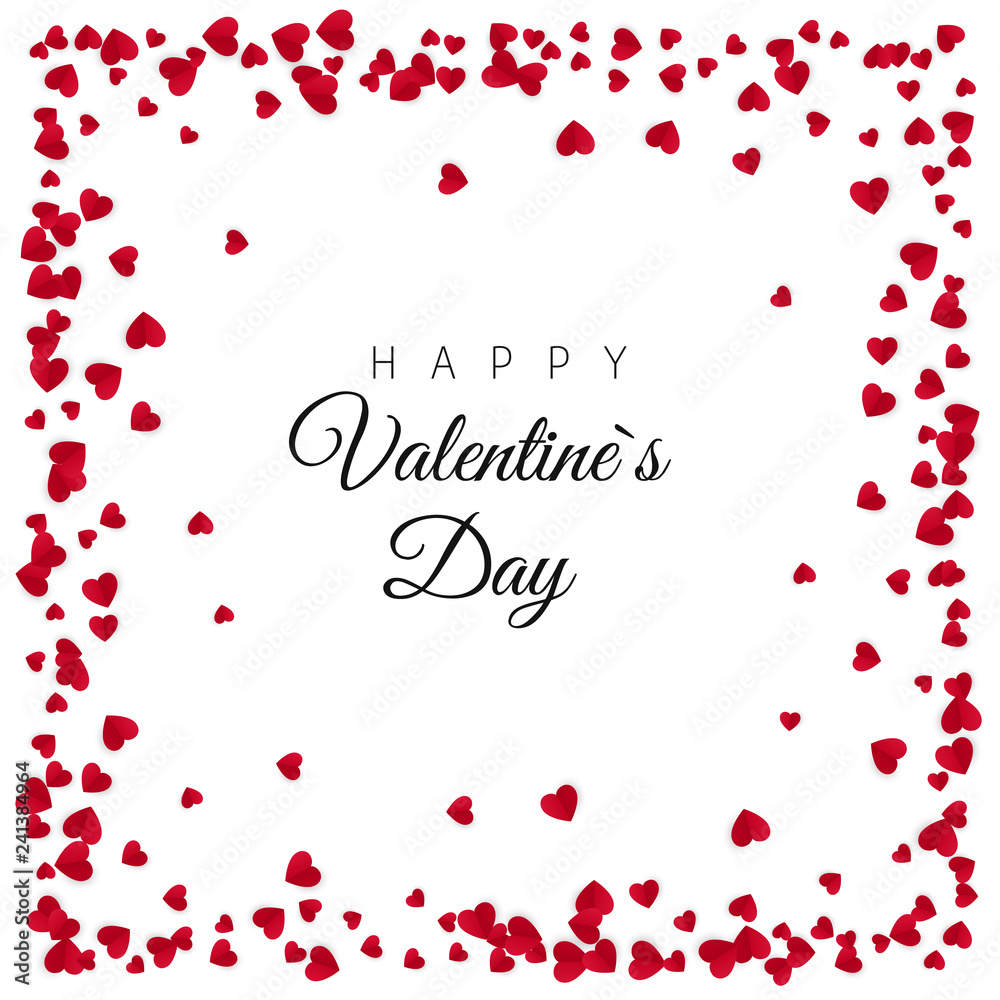 Red Paper Hearts Frame Background. Design for Valentine's Day or Weddings and Mother's Day. Hearts Frame with space for Text. Romantic Scattered Hearts Texture. Vector illustration Red Paper Hearts Frame Background. Design for Valentine's Day or Weddings and Mother's Day. Hearts Frame with space for Text. Romantic Scattered Hearts Texture. Vector illustration