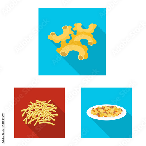 Vector illustration of pasta and carbohydrate sign. Collection of pasta and macaroni stock symbol for web.