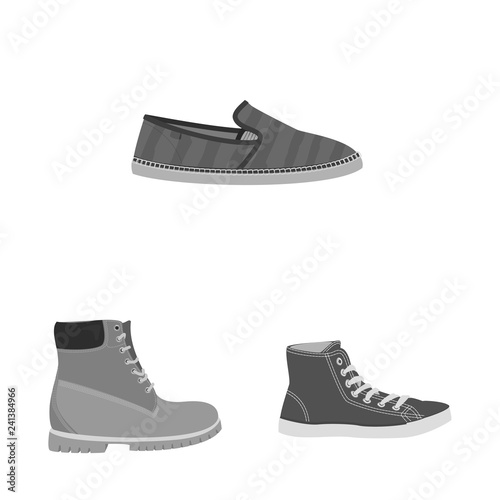 Isolated object of shoe and footwear symbol. Set of shoe and foot stock symbol for web.