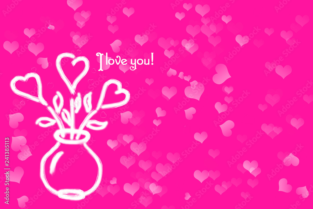 Background to the day of Saint Valentine. The image on a pink background with place for text. Card to the day of lovers.