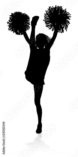 Cheerleader detailed silhouette with pom poms photo