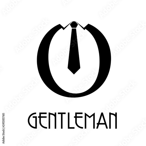 Logotipo con texto GENTLEMAN con letra O con corbata en color negro
