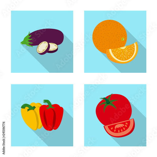 Vector illustration of vegetable and fruit sign. Collection of vegetable and vegetarian stock vector illustration.