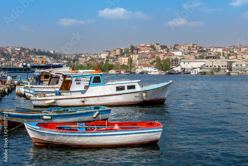 Istanbul, Turkey, 21 April 2006: Boats at Balat, Halic