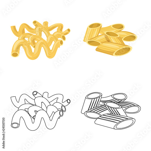 Vector design of pasta and carbohydrate symbol. Collection of pasta and macaroni stock vector illustration.