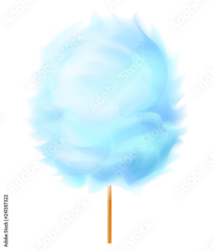 Blue cotton candy isolated on white