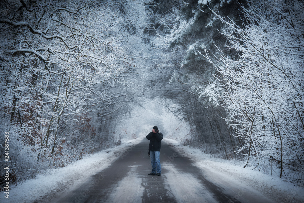 Photographer take a photo a winters day Photographer take a photo a winters day