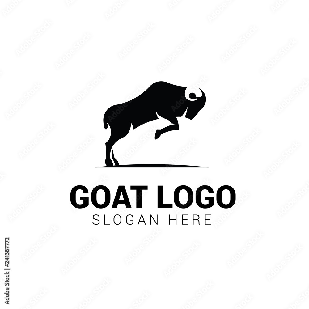 Jumping goat logo template isolated on white background Jumping goat logo template isolated on white background