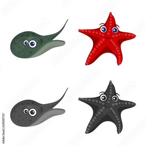 Vector illustration of sea and animal symbol. Collection of sea and marine stock vector illustration.