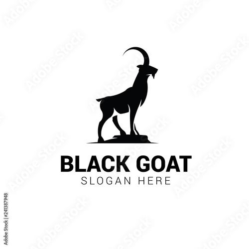 Goat standing on rock logo template