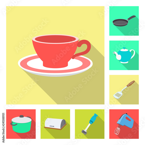 Vector design of kitchen and cook icon. Collection of kitchen and appliance stock vector illustration.