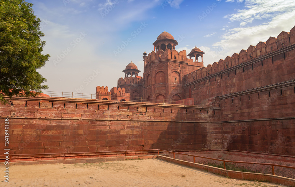 Red Fort Delhi India exterior architecture structure.