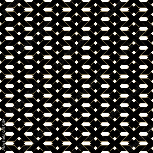 Braided seamless, Basket weave pattern, Geometric vector illustration in black and gold color on white background
