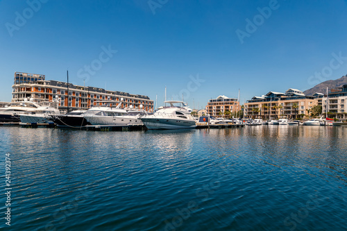 Cape Town harbour view with yachts and boats on a sunny day