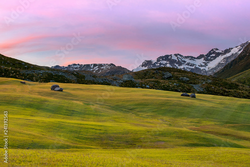 Grass field in twilight