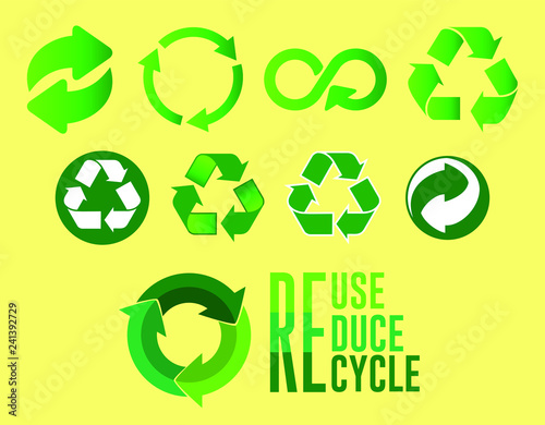 set of reduce reuse recycle concept with two design. easy to modify