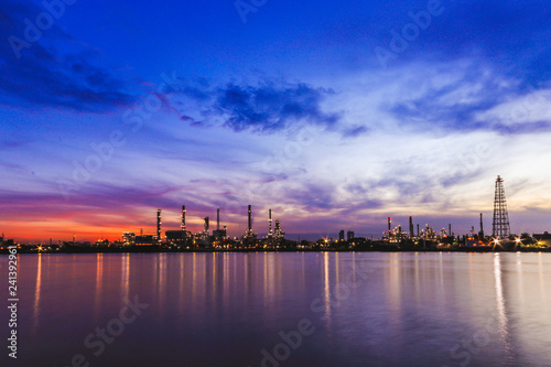 Bangchak Oil Refinery, a view of oil refinery along Chaopraya river, Phra Khanong District, Bangkok. photo