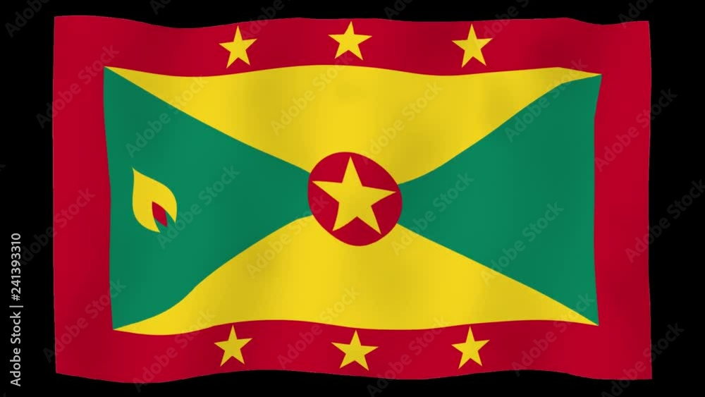 Flag of Grenada, 60 fps, slow motion, lopped, alpha channel Flag of Grenada, 60 fps, slow motion, lopped, alpha channel