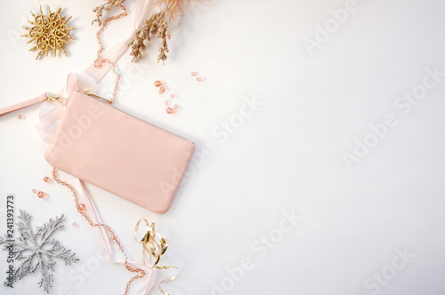 Pink Handbag with Winter Snowflakes © ecbphotos