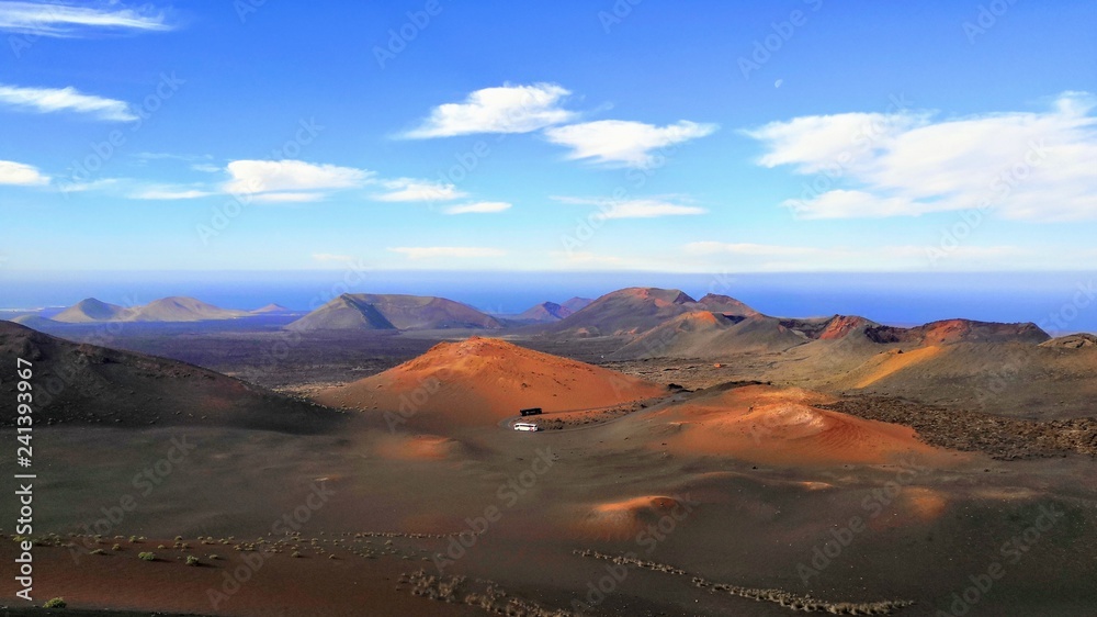 Volcanic landscape with blue sky