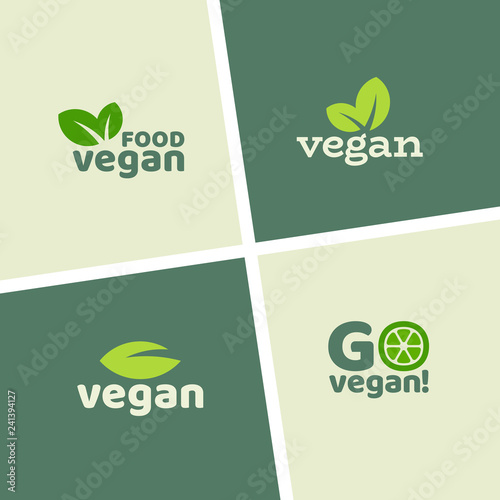 Eco food logo design, healthy organic bio product, eco friendly, vegan icons