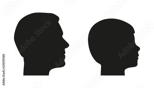 Head Silhouette From Father And Son - Man And Boy Vector Edition - Isolated On White Background © FotoIdee