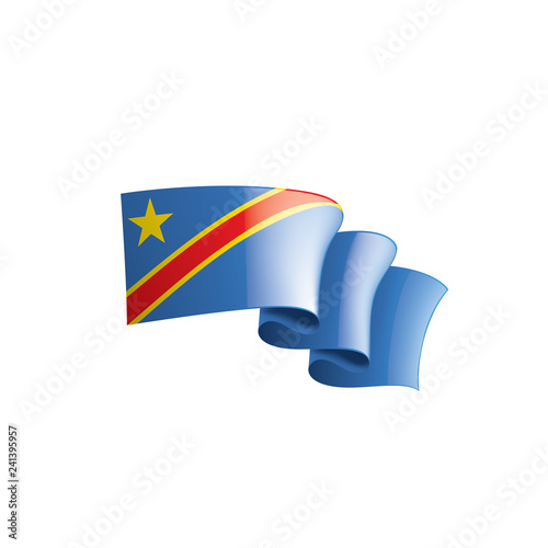 Democratic Republic of the Congo flag, vector illustration on a white background