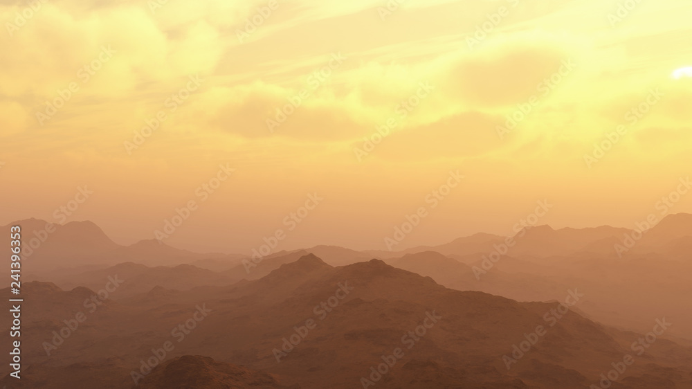 Mountains at cloudy sunrise