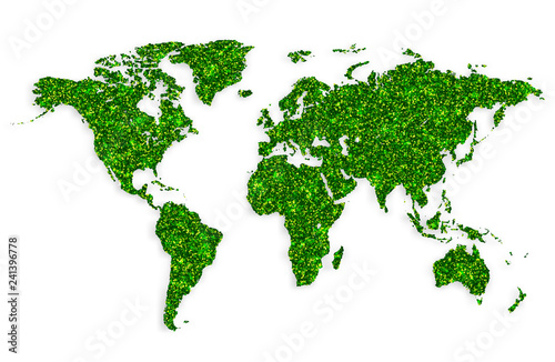 Fototapeta Naklejka Na Ścianę i Meble -  Green world map on white background vector
