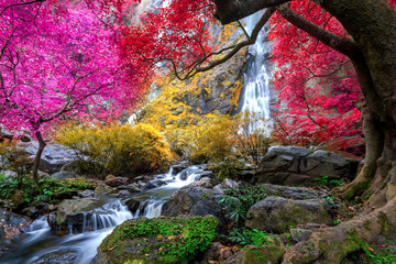 Khlong Lan waterfall is a beautiful Waterfalls in the rain forest jungle Thailand