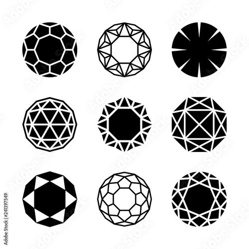 Vector diamonds, brilliants, gems, stones. Jewelry icon and logo design graphics