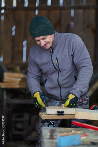 Woodworker in his workshop