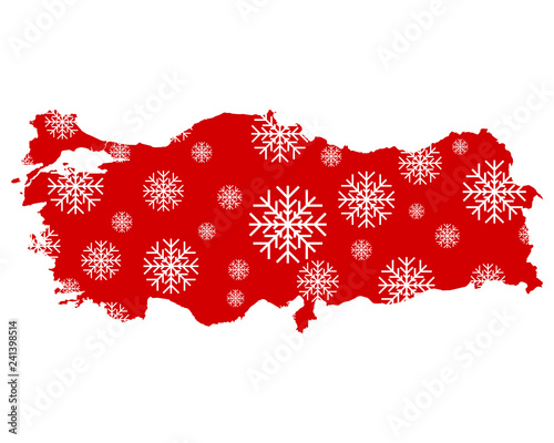 Karte der Türkei mit Schneeflocken