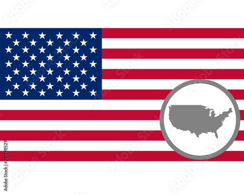 Amerikanische Fahne und Landkarte