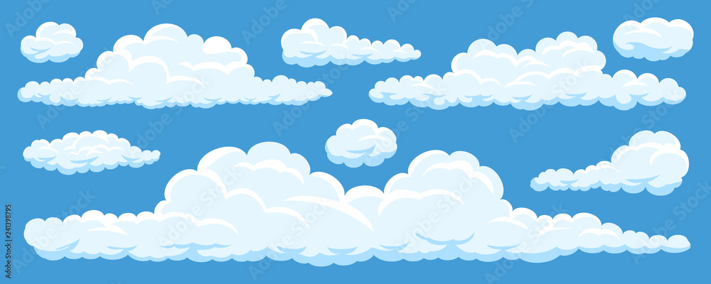 Set of cartoon clouds Set of cartoon clouds