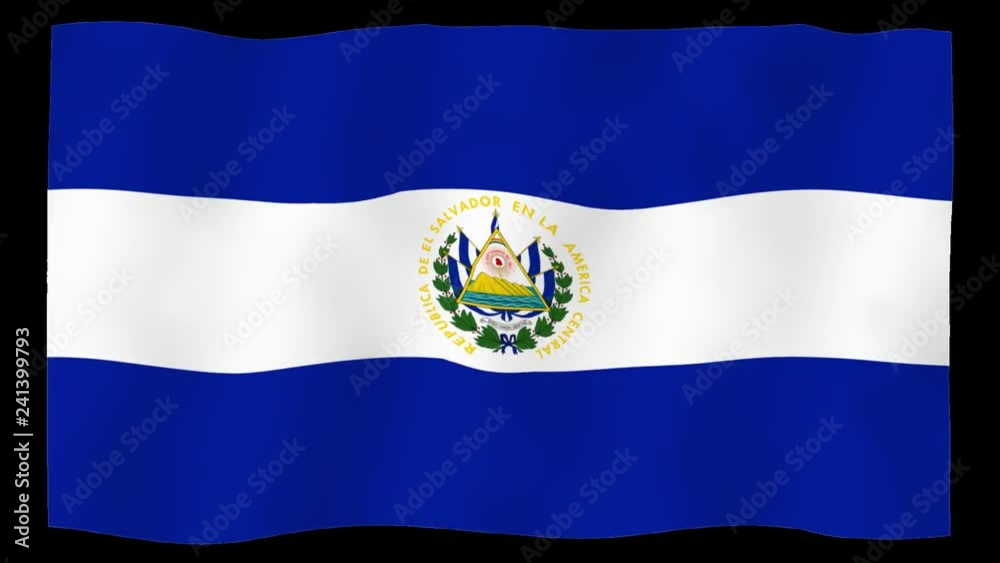 Flag of El Salvador, 60 fps, slow motion, lopped, alpha channel