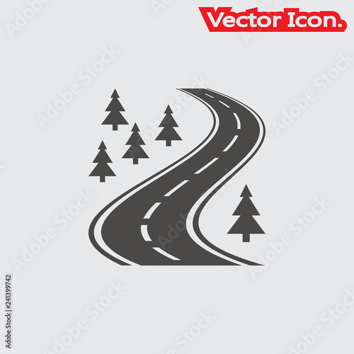 Road icon isolated sign symbol and flat style for app, web and digital design. Vector illustration.