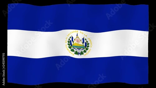 Flag of El Salvador, 60 fps, slow motion, lopped, alpha channel