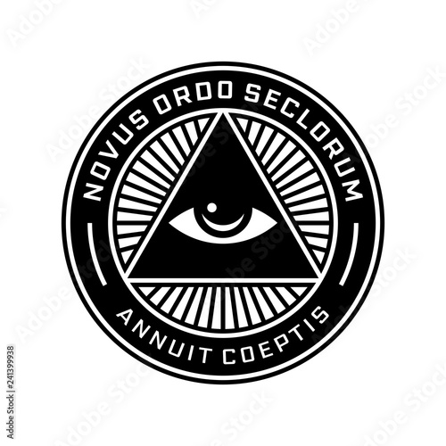 New World Order Symbol with All-Seeing Eye of Providence. Novus Ordo Seclorum