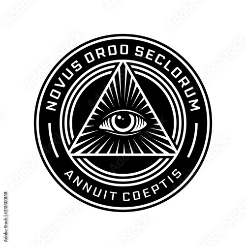 New World Order Symbol with All-Seeing Eye of Providence. Novus Ordo Seclorum