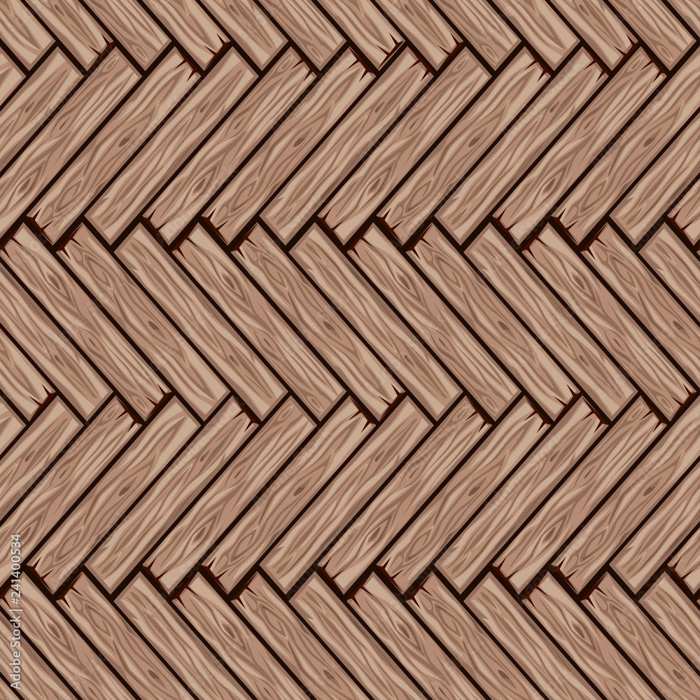 Wood herringbone floor tiles pattern. Seamless texture wooden parquet board. Vector illustration for user interface of the game element. Color 3